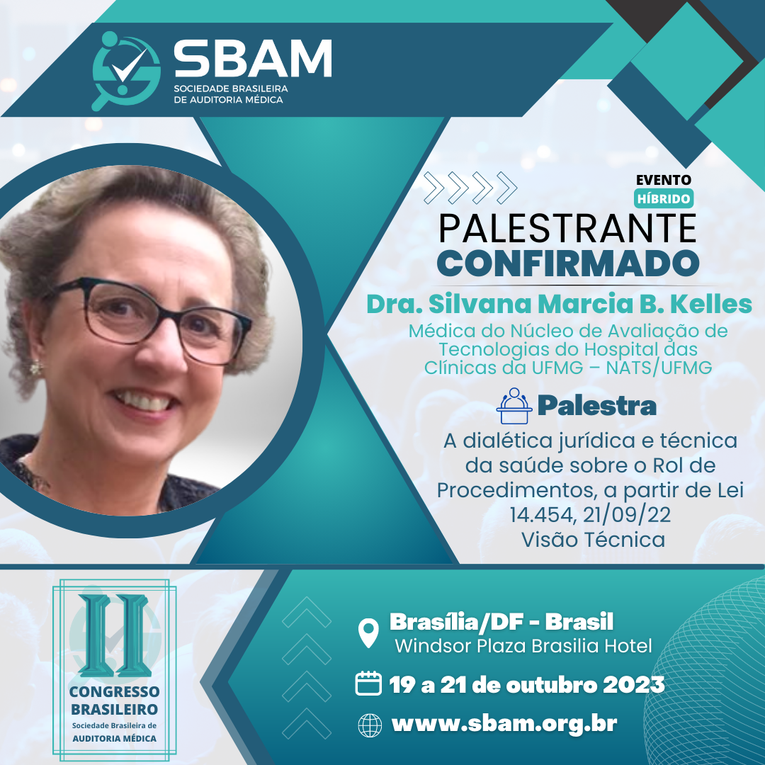 II Congresso SBAM 2023 - Palestrante Confirmada | Dra. Silva...